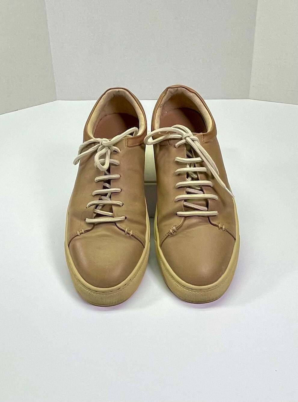 Seven 91 Men’s Tan Leather Low-Cut Casual Sneakers US 9 Walking Casual‎